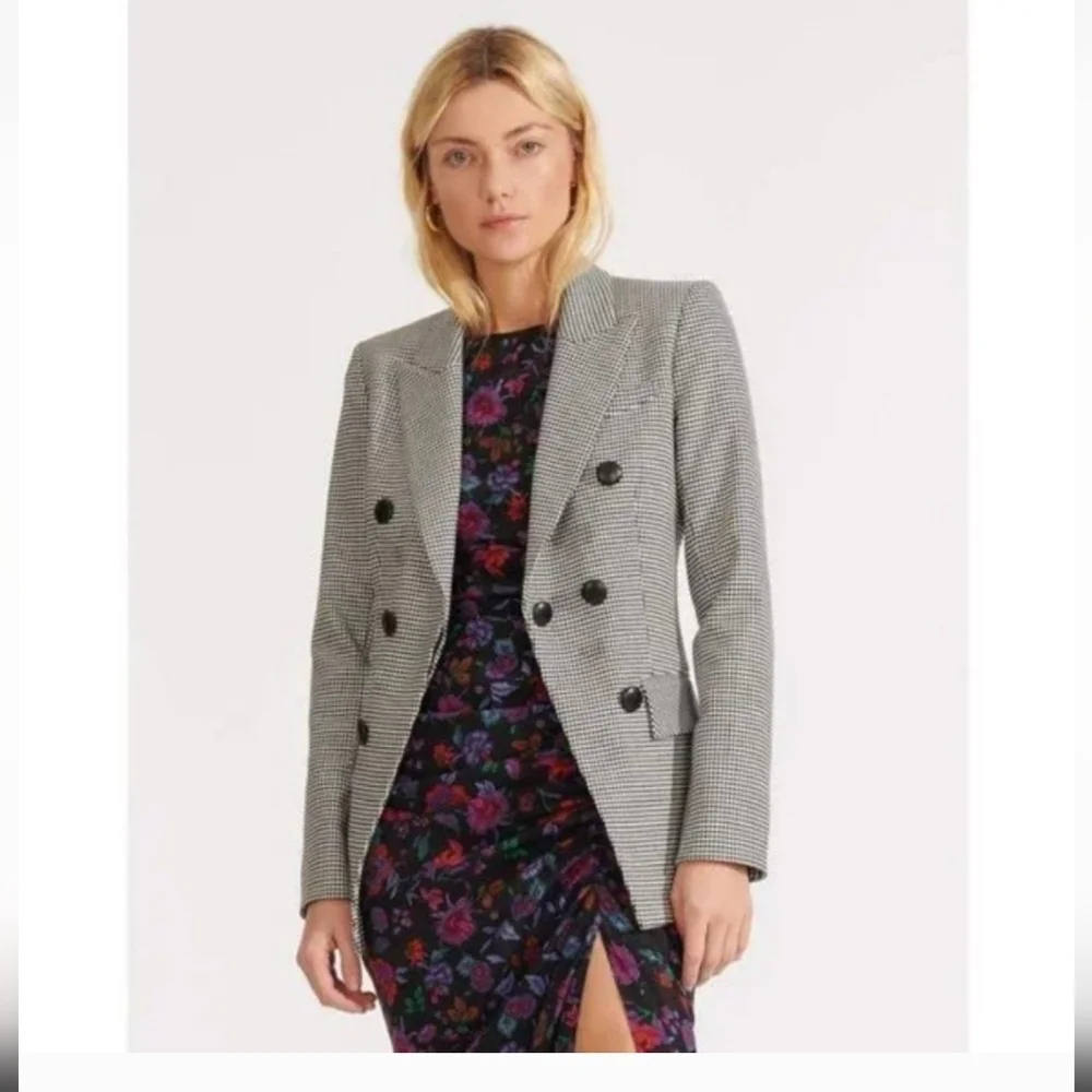 Veronica Beard 0 Leon Dickey Blazer houndstooth tweed black tweed